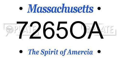 7265OA Massachusetts License Plate