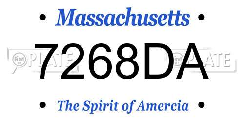 7268DA Massachusetts License Plate