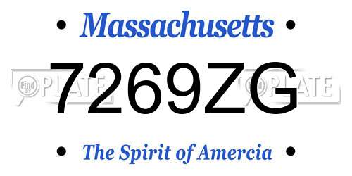 7269ZG Massachusetts License Plate