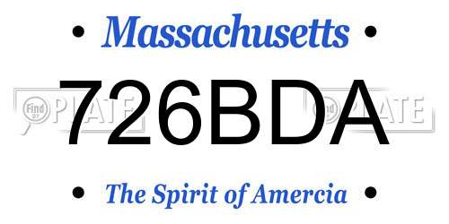 726BDA Massachusetts License Plate