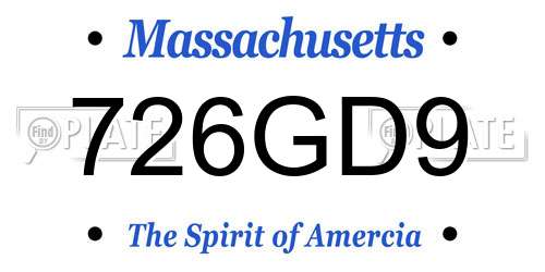 726GD9 Massachusetts License Plate