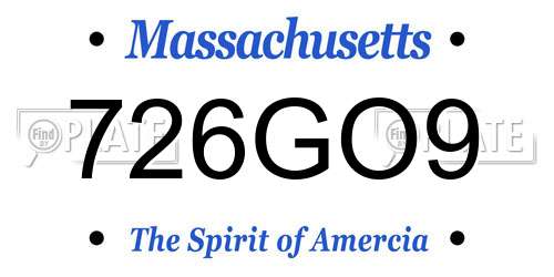 726GO9 Massachusetts License Plate