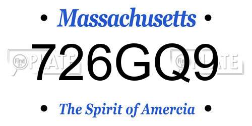 726GQ9 Massachusetts License Plate