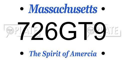 726GT9 Massachusetts License Plate
