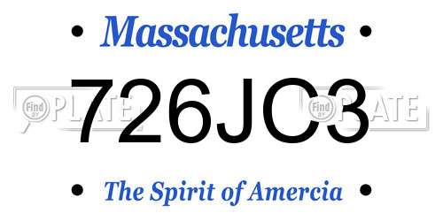 726JC3 Massachusetts License Plate