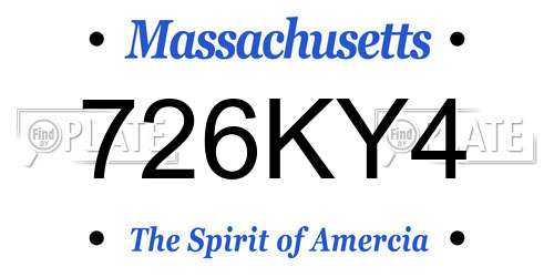 726KY4 Massachusetts License Plate