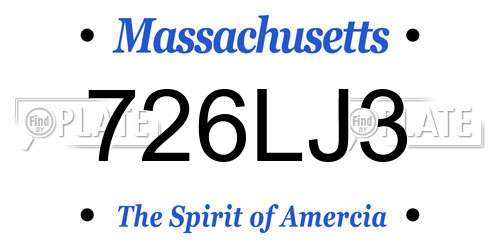 726LJ3 Massachusetts License Plate