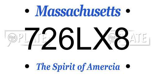 726LX8 Massachusetts License Plate