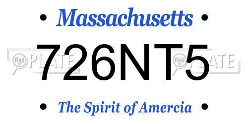 726NT5 Massachusetts License Plate