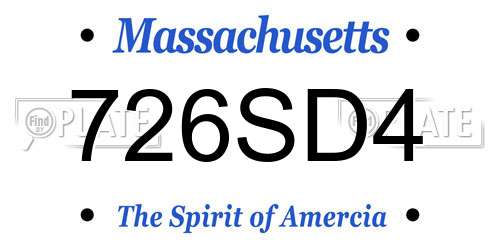 726SD4 Massachusetts License Plate