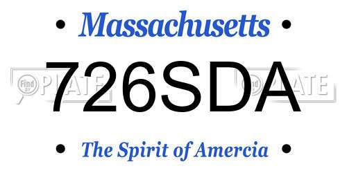 726SDA Massachusetts License Plate
