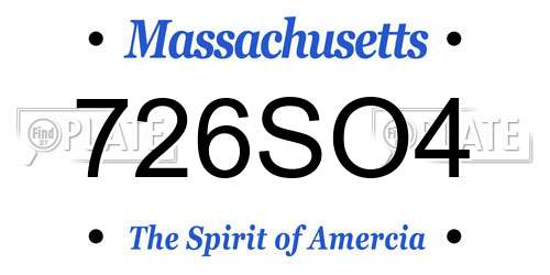 726SO4 Massachusetts License Plate
