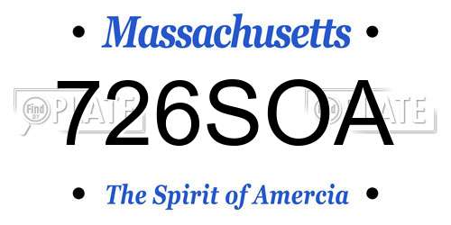 726SOA Massachusetts License Plate