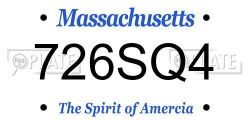 726SQ4 Massachusetts License Plate