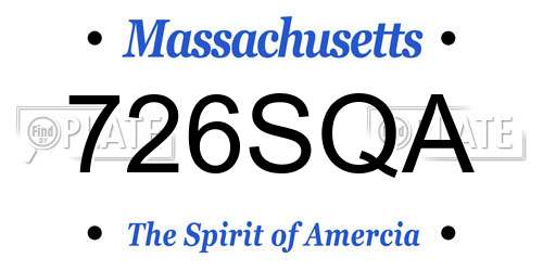726SQA Massachusetts License Plate