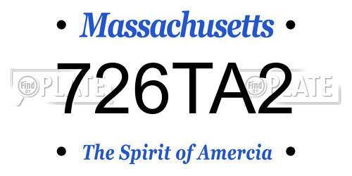 726TA2 Massachusetts License Plate