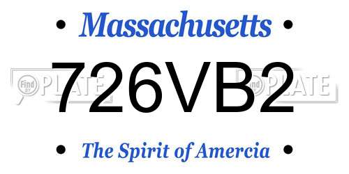 726VB2 Massachusetts License Plate