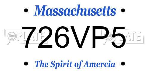726VP5 Massachusetts License Plate