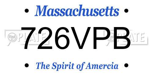 726VPB Massachusetts License Plate