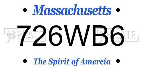 726WB6 Massachusetts License Plate