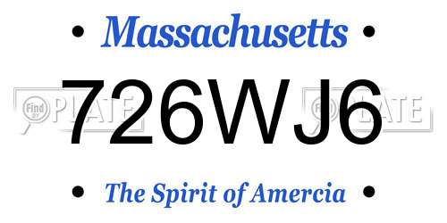 726WJ6 Massachusetts License Plate