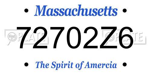72702Z6 Massachusetts License Plate