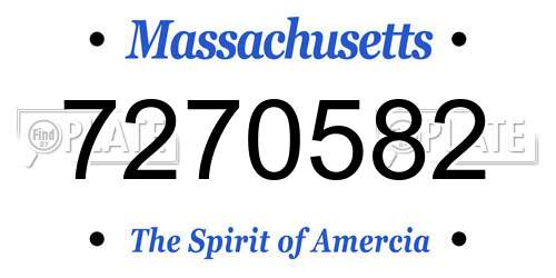 7270582 Massachusetts License Plate