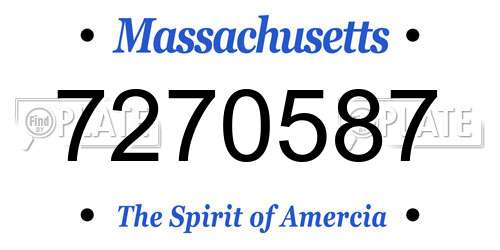 7270587 Massachusetts License Plate
