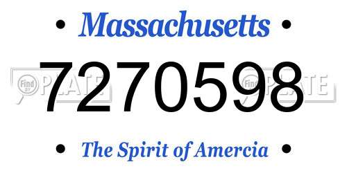 7270598 Massachusetts License Plate