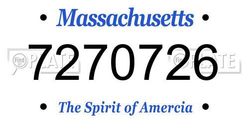 7270726 Massachusetts License Plate