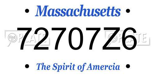 72707Z6 Massachusetts License Plate