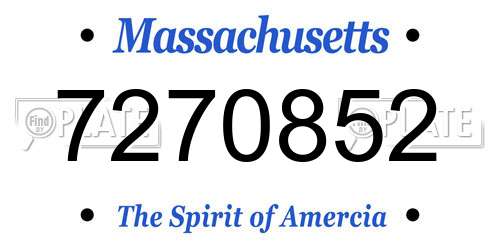 7270852 Massachusetts License Plate