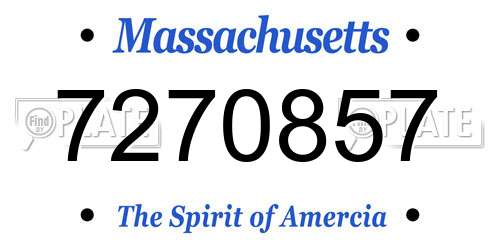 7270857 Massachusetts License Plate