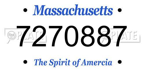 7270887 Massachusetts License Plate