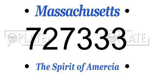 727333 Massachusetts License Plate