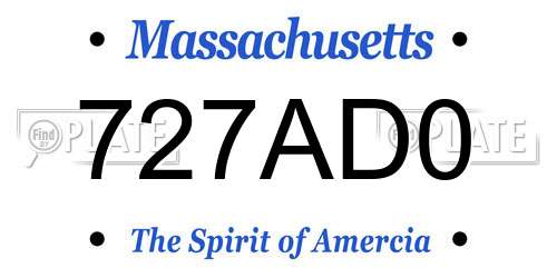727AD0 Massachusetts License Plate
