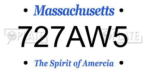 727AW5 Massachusetts License Plate