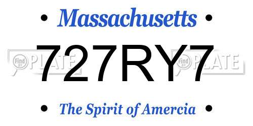 727RY7 Massachusetts License Plate