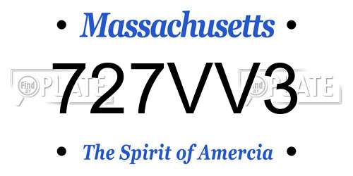727VV3 Massachusetts License Plate