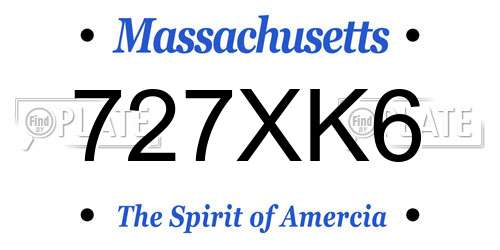 727XK6 Massachusetts License Plate