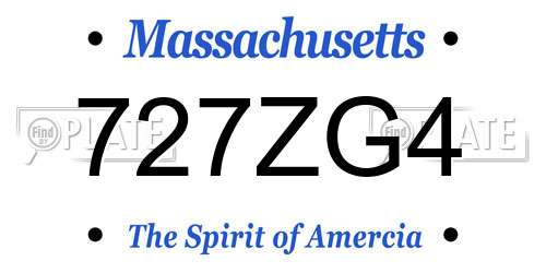 727ZG4 Massachusetts License Plate