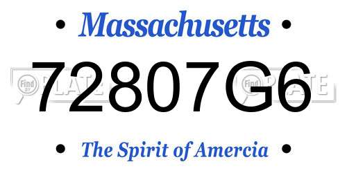72807G6 Massachusetts License Plate