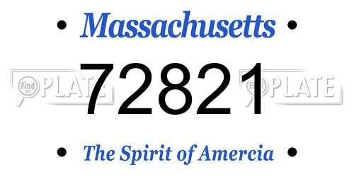 72821 Massachusetts License Plate