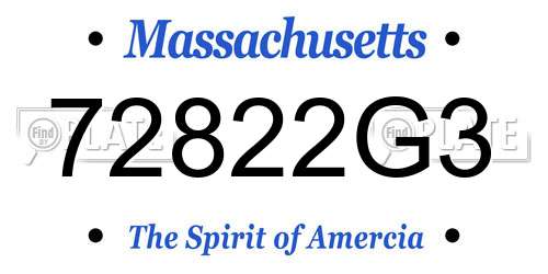 72822G3 Massachusetts License Plate