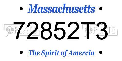 72852T3 Massachusetts License Plate