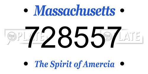728557 Massachusetts License Plate