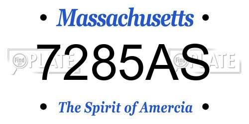 7285AS Massachusetts License Plate