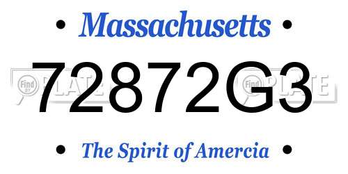 72872G3 Massachusetts License Plate