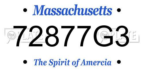 72877G3 Massachusetts License Plate