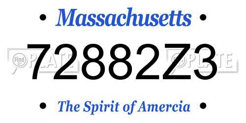 72882Z3 Massachusetts License Plate